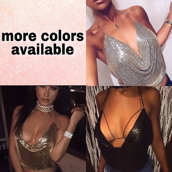 ⚜️[𝗡𝗪𝗧]⚜️Sexy Fancy Black Metal Chain Top NEW - Picture 4 of 6